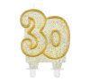 Colour Gold Gold glitter 30th birthday candle, number candle