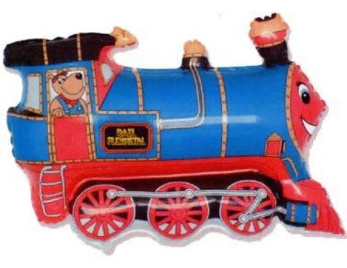 Train Blue foil balloon 36 cm (WP)