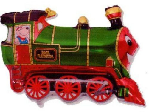 Train Green foil balloon 36 cm (WP)