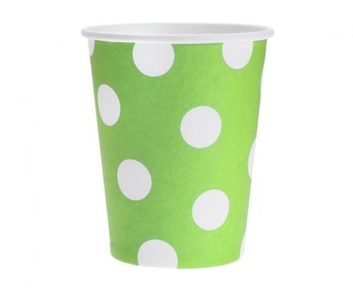 Colour Green Polka Dots Green paper cup set of 6 pcs 270 ml