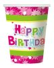 Happy Birthday Pink Happy Birthday Paper Cup 6 pcs 270 ml