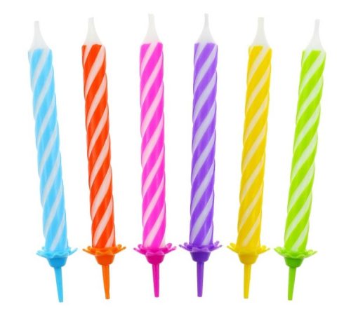 Colour Spiral birthday candle set, 12 pcs