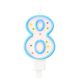 Colour Dots Blue Outline Number 8 Candle, Cake Candle