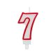 Number Red Outline, Red Outlined Number Candle, Birthday Candle Number 7