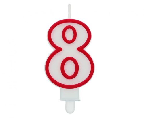 Number Red Outline, Red Number Candle, Birthday Candle 8