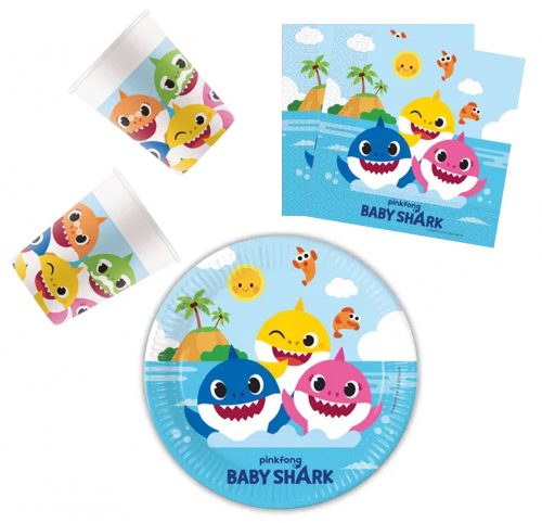 Baby Shark Fun in the Sun 36-piece party set with 23 cm plates