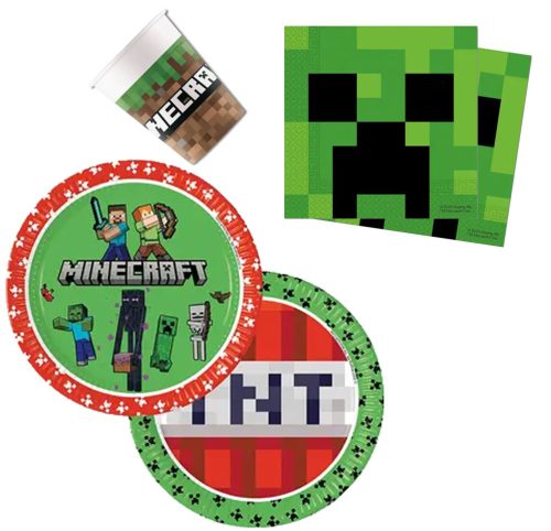 Minecraft Green party set 36 pcs with 23 cm plate