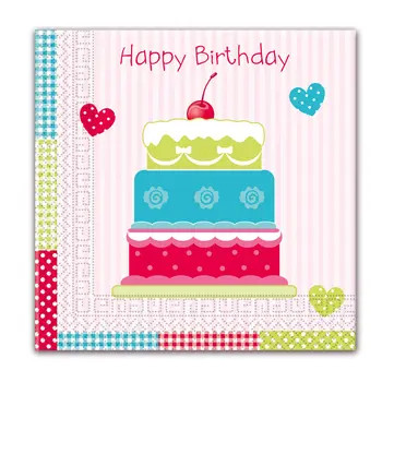 Happy Birthday Cake Happy Birthday napkin set of 20 33x33 cm