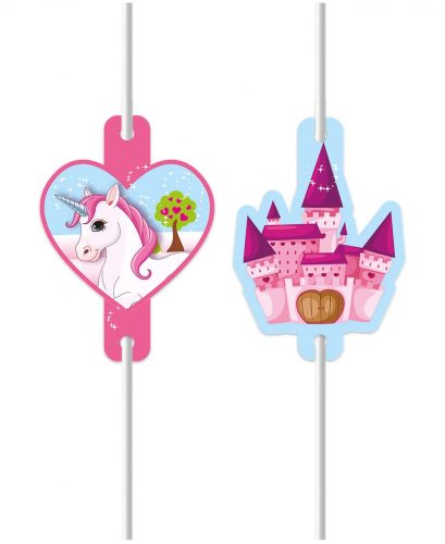 Unicorn Castle paper straw, set of 4