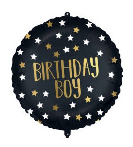 Happy Birthday Black-Gold Birthday Boy foil balloon 46 cm