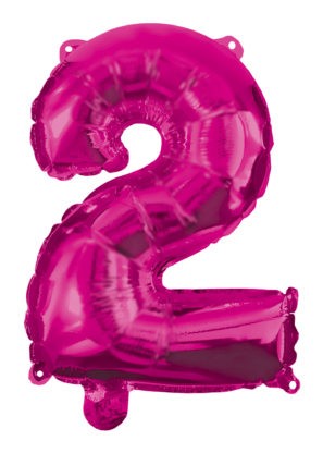 Number Hot Pink number 2 foil balloon 95 cm