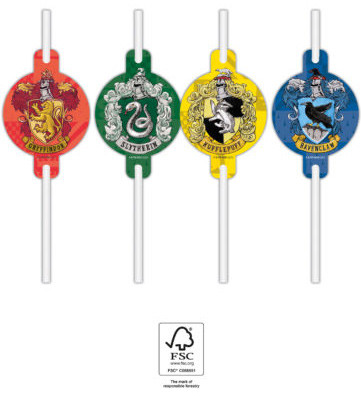 Harry Potter Hogwarts Houses paper straw 4-piece set FSC