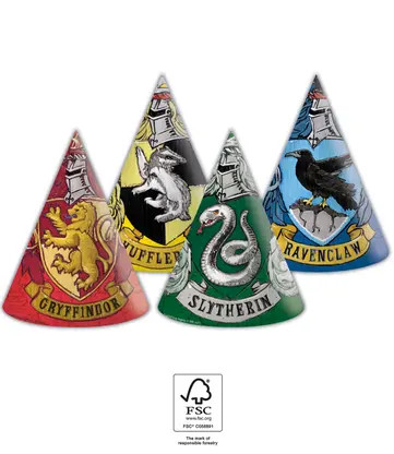 Harry Potter Hogwarts Houses Party Hat, Napoleon Hat 6 pcs FSC