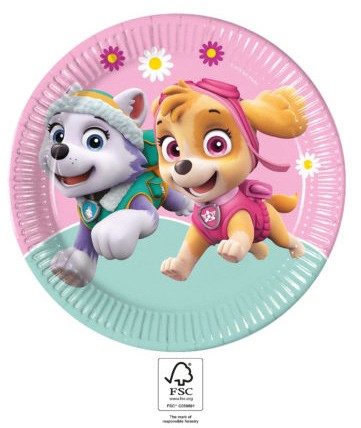 Paw Patrol Skye and Everest paper plate 8 pcs 23 cm FSC