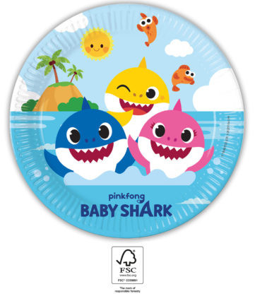 Baby Shark Fun in the Sun paper plate 23 cm FSC, 8 pcs