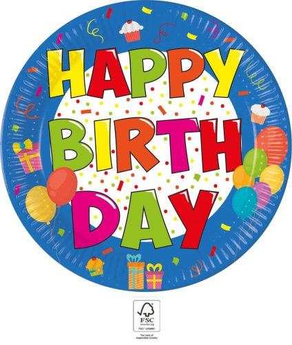 Happy Birthday Kokliko Happy Birthday Paper Plate 8 pcs 20 cm FSC