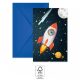 Space Rocket Space Party Invitation 6 pcs FSC