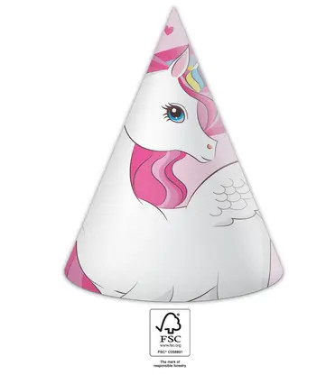 Unicorn Rainbow Colors party hat, cocked hat 6 pcs FSC