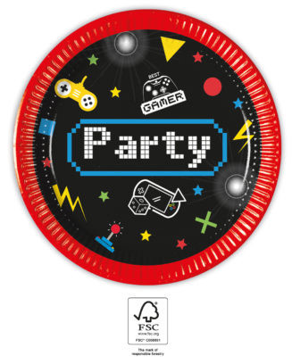 Gamer Gaming Party paper plate 8 pcs 20 cm FSC