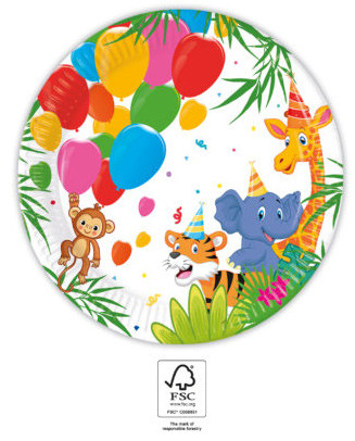 Jungle Balloons paper plate set of 8 20 cm FSC