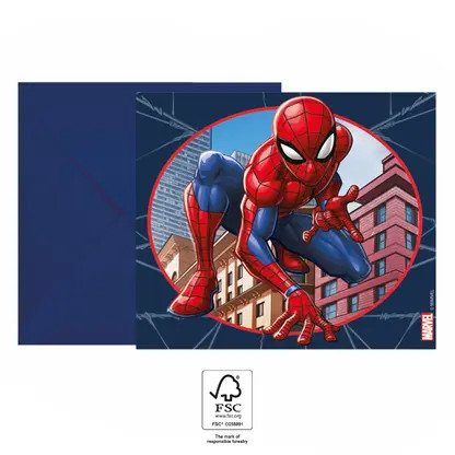 Spiderman Crime Fighter party invitation 6 pcs FSC