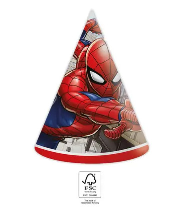 Spiderman Crime Fighter party hat, tricorn 6 pcs FSC