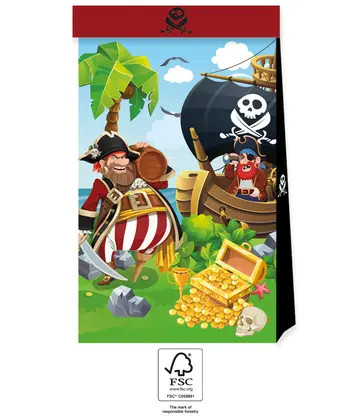 Pirate Island Paper Bag 4 pcs FSC