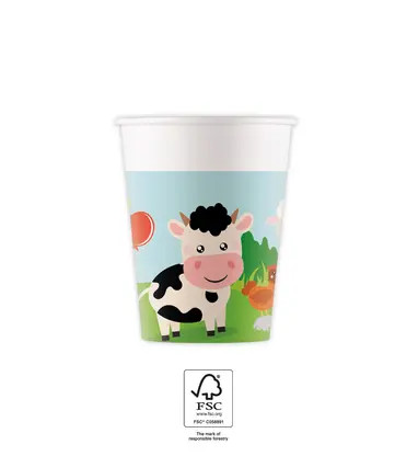 Farm  Party paper cup 8 pcs 200 ml FSC