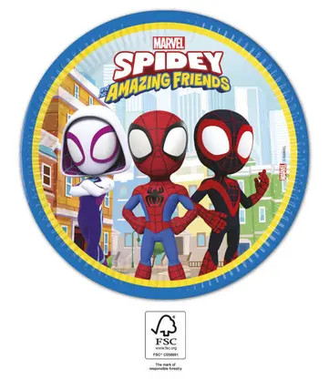 Spiderman Spidey 8 pcs 23 cm Paper Plate FSC