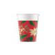 Christmas Holly Poinsettia i paper cup 8 pcs 200 ml FSC