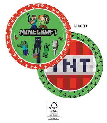 Minecraft Green paper plate 8 pcs 23 cm FSC