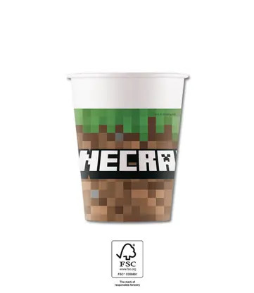 Minecraft Green paper cup 8 pcs 200 ml FSC