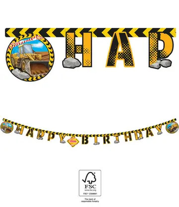 Construction Grabber Happy Birthday sign FSC 2 m