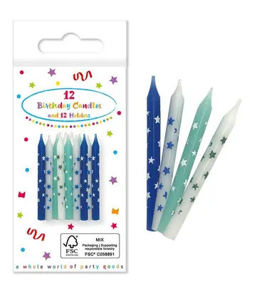 Happy Birthday Happy Birthday Blue, Blue Birthday Candle Set, 12-piece