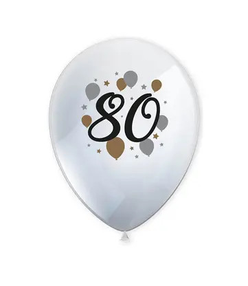 Happy Birthday Milestone Happy Birthday 80 Balloons, 6 pcs 11 inch (27.5 cm)