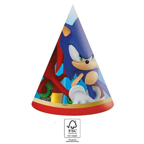 Sonic the Hedgehog Sega Sonic the Hedgehog party hat, cone 6 pcs FSC