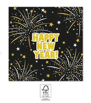 Happy New Year Flares Happy New Year napkin 20 pcs 33x33 cm