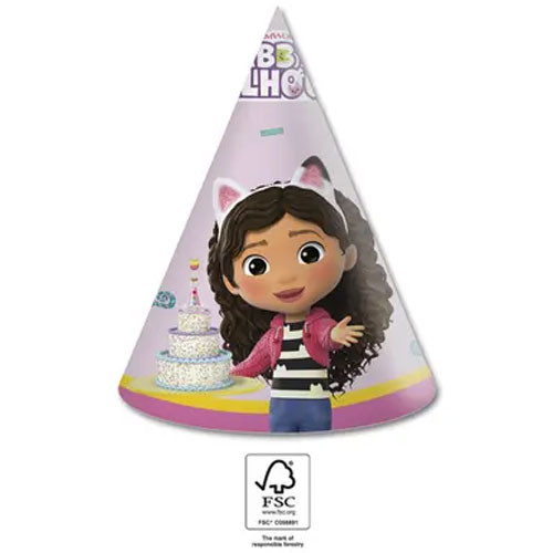 Gabby's Dollhouse Friends party hat, tricorn 6 pcs FSC