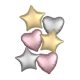 Colour Satin Heart, star foil balloon set of 6 pieces 46 cm