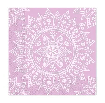 Colour Purple White Mandala napkin 20 pcs, 33x33 cm FSC