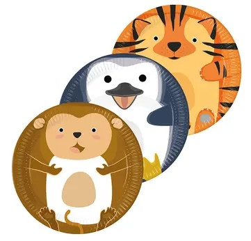 Animals Zoo paper plate 8 pcs 23 cm FSC