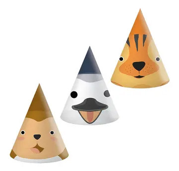 Animals Zoo party hat, 6 pcs FSC