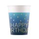 Happy Birthday Golden Blue Happy Birthday paper cup, 8 pcs, 200 ml, FSC