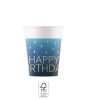 Happy Birthday Golden Blue Happy Birthday paper cup, 8 pcs, 200 ml, FSC