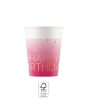 Happy Birthday Golden Pink Happy Birthday paper cup, 8 pcs, 200 ml, FSC