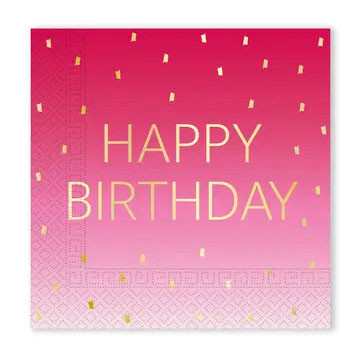 Happy Birthday Golden Pink Happy Birthday napkin 20 pcs 33x33 cm FSC