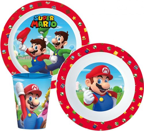 Super Mario tableware set, micro plastic set, with cup 260 ml