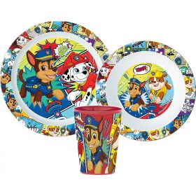 Paw Patrol Team Dinner Set, Microwave-safe Plastic Set in Box - Javoli