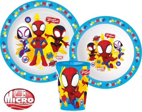 Spiderman dinner set, micro plastic set, with cup 260 ml