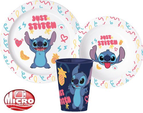 Disney Lilo and Stitch Disney Lilo & Stitch Palms Dinner Set, Micro Plastic Set, with 260 ml Cup